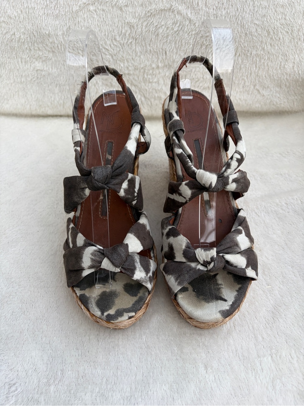 new directions Olive & Cream Knot-Front Wedge‎ Espadrilles